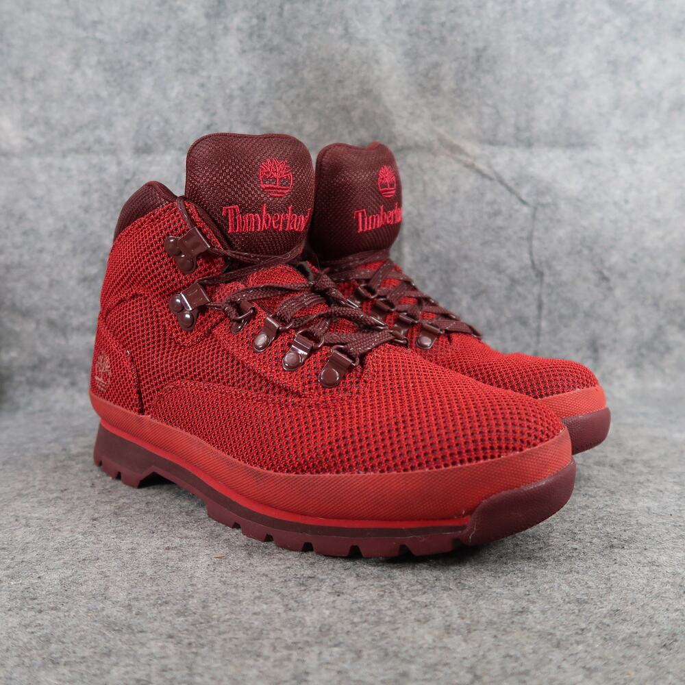 Timberland Shoes Mens 8.5 Hiking Boot EuroTrail Outdoor Sport Red Active Lace Up